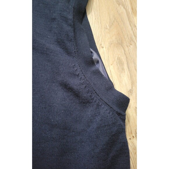 Fairway & Greene Sweater Vest Wind Vest Merino Wool Collared 1/4 Zip Large Blue - Picture 4 of 6